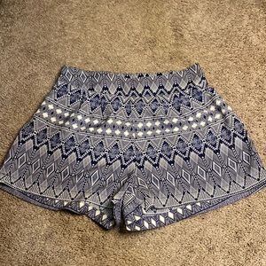 Charlotte Russe blue and white print shorts